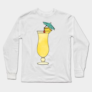 Pina Colada Watercolor Cocktail Drink Long Sleeve T-Shirt